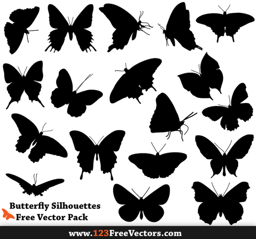 Motyl sylwetka wektor Pack